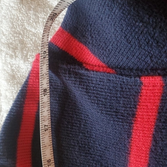 Lands' End 1/4 zip Blue & Red Striped Pullover Sz. L/T 42/44 Sweater - Picture 9 of 10